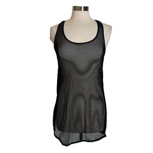 Roxy Black Mesh Sleeveless Swim Cover Up Tank Mink Dress Womens Medium‎